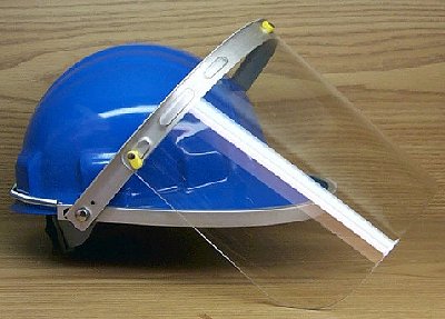 Bracket on hat with shield