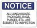 ALL LUNCH BOXES, PACKAGES, BAGS AND PURSES ETC. ARE SUBJECT TO INSPECTION